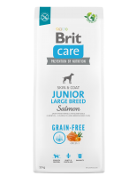 Brit Care Grain Free Dog Junior Large Breed - Salmon&Patoto - Супер премиум, пълноценна храна за здрава кожа и красива козина за подрастващи кученца от едрите породи със сьомга и картофи - 12 кг.