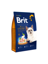 Brit Premium by Nature Cat Indoor Chicken - пълноценна хипоалергенна храна за котки над 1 година живеещи в затворени пространства с пилешко месо - 1.5 кг.