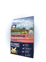 ONTARIO DOG Large Weight Control Turkey & Potatoes - Супер Премиум, пълноценна храна за възрастни кучета от големите породи, склонни към напълншване с пуешко месо и картофи - 12 кг.