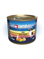 ONTARIO DOG MULTI FISH and HERBS with Salmon Oil - Супер Премиум, пълноценна консерва за възрастни кучета с риба, билки и сьомгово масло  - 0,200 кг.