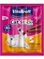 Vitakraft Cat-Stick mini turkey/lamb - саламена пръчица неустоимо лакомство за котки с пуешко и агнешко месо - 3 бр.