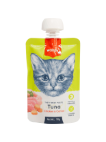 Wanpy Tasty Cat – Неустоима, пълноценна храна за котки - месна паста с риба тон, пилешко месо и моркови - 90 гр.