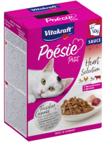 Vitakraft POESIE Petit Multipack - Консерви за котки - мултипак - Селекция със сърца - 3 бр. с птиче и 3 бр. с говеждо - 6х50 гр.