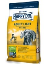 HAPPY DOG  F & W Adult Light - суха храна за пораснали кучета Адълт Лайт - 19,5% протеин, 5,5% мазнини с новозеландски миди и L-карнитин, с агнешко и пилешко,ориз, царевица и билки, за кучета с наднормено тегло и ниски енергийни потребности - 12,5 кг.