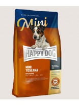 HAPPY DOG Sensible Nutrition Toscana MINI- суха храна за чувствителни и алергични кучета от малките породи Сюприйм Тоскана с патешко, сьомга и билки и само 6,5% мазнини - 4 кг.