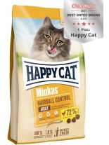 HAPPY CAT - Minkas Hairball Control - пълноценна храна за профилактика при образуване на космени топки - за котки над 12 месеца с пилешко месо - 10 кг.