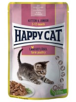 Happy Cat MIS Kitten & Junior Farm Poultry - Неустоим пауч за подрастващи котки до 1 година с пилешко месо в сос - 85 гр.