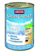 Gran Carno Winter traum Adult - Hirsh Maronen + Cranberries - Високо качествени консерва за кучета над 1 година От Animonda Германия с патешко месо и ябълки - 0.400 кг.