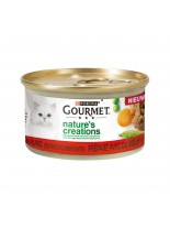 Gourmet Gold Natures Creations Beef - неустоима консерва за котки - говеждо месо с грах и моркови - 85 гр.