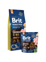 Brit Premium by Nature Junior M - Complete Chicken Formula - суха, гранулирана храна за кученца от средните породи (10-25 кг) от 2 до 12 месеца с пилешко месо - 3 кг.