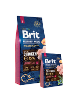 Brit Premium by Nature Junior L - Complete Chicken Formula - суха, гранулирана храна за кученца от големи породи (25-45 кг) от 4 до 24 месеца с пилешко месо - 3 кг.