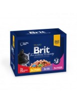 Brit Premium Cat Pauch Plate Family- Високо качествен пауч за котки - Рибноплато: 3хпиле и пуйка, и 3хговеждо и грах,3хсьомга и пъстърва, и 3хриба треска - 12x100 гр.