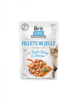 Brit Care Cat Fillets in Jelly with Fine Trout & Cod - Високо качествен, неустоим пауч за котки над 1 година с цели филеца, пилешко, пъстърва, треска и черен дроб - 85 гр.