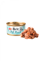 Brit Fish Dreams Tuna & Salmon - Неустоима, високо качествена консерва за котки над 1 година с цели парченца вкусна сьомга и риба тон в сос - 80 гр.