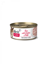 Brit Care Cat Tuna with Chicken And Milk - Неустоима, високо качествена консерва за  котки над 1 година БЕЗ глутен, ГМО, оцветители и консерванти с парченца риба тон, пиле и мляко - 70 гр.