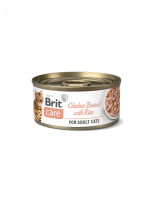 Brit Care Cat Chicken Breast with Rice - Неустоима, високо качествена консерва за  котки над 1 година БЕЗ глутен, ГМО, оцветители и консерванти с парченца пилешки гърди и ориз - 70 гр.