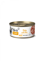 Brit Care Cat Turkey Paté with Ham - Неустоима, високо качествена консерва за  котки над 1 година БЕЗ глутен, ГМО, оцветители и консерванти с парченца пуешко и шунка - 70 гр.