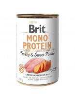 Brit Mono Protein Turkey & Sweet Potato - високо качествена консерва за кучета над 1 година с пуешко месо и сладки картофи - 0.400 кг.