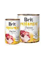 Brit Pate & Meat - Chicken  - високо качествена консерва за кучета над 1 година с пилешко месо, хапки в пастет - 0.400 кг.