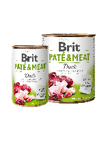 Brit Pate & Meat - Duck  - високо качествена консерва за кучета над 1 година с патешко месо, хапки в пастет - 0.400 кг.