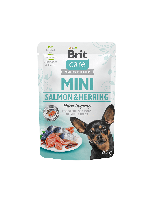 Brit Care Mini Salmon & Herring fillets in gravy for sterilised dogs - неустоим, високо качествен пауч за кастрирани кучета от малките породи със сьомга и херинга - 85 гр.