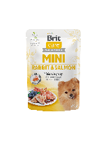 Brit Care Mini Rabbit & Salmon fillets in gravy - неустоим, високо качествен пауч за кучета от малките породи със сьомга и заешко месо - 85 гр.