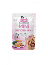 Brit Care Mini Chicken & Tuna fillets in gravy - неустоим, високо качествен пауч за кучета от малките породи с пилешко месо и риба тон - 85 гр.