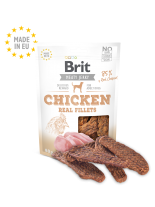 Brit Meat Jerky Snack- Chicken Fillets - Пълноценни и неустоими хрупкави лакомства за кучета над 1 година с 85% истинско пилешко и говеждо месо - 80 гр.