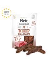 Brit Meat Jerky Snack-Beef and chicken Fillets - Пълноценни и неустоими хрупкави лакомства за кучета над 1 година с 85% истинско говеждо месо - 80 гр.