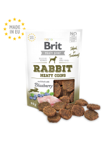 Brit Meat Jerky Snack – Rabbit Meaty coins - Пълноценни и неустоими хрупкави лакомства за кучета над 1 година с 85% истинско заешко и пилешко месо - 80 гр.