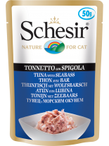 Schesir Tuna with Seabass - Високо качествен и неустоим пауч за котки с риба тон и лаврак - 50 гр.