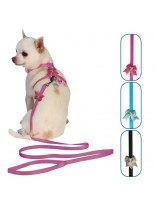 Croci Vanity Minidog  - комплект нагръдник с повод за куче - нагръдник -24-38 см. - 1.0 см. - повод - 120 см. -1.0 см. - розов, син или червен