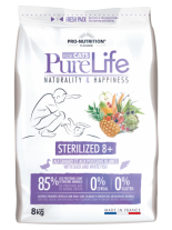 Pure Life Cat STERILIZED 8+ with Duck & white fish - Пълноценна храна за кастрирании котки над 8 година с патешко и бяла риба - 8 кг.