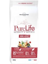 Flatazor Pro-Nutrition PureLife Mini Adult Grain free - Пълноценна, високо протеинна (85%), основна храна за кучета  над 1 години, от Mini породите, без зърнени съставки с патица, пиле, пуйка и свинско месо - 8 кг.