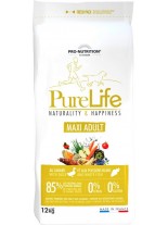 Flatazor Pro-Nutrition PureLife Maxi Adult Grain free - Пълноценна, високо протеинна (85%), основна храна за кучета  над 1 години, от едрите породи, без зърнени съставки с патица, пиле, пуйка и свинско месо - 12 кг.