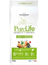 Flatazor Pro-Nutrition PureLife Light/Sterilized Grain free - Пълноценна, високо протеинна (85%), основна храна за кастрирани кучета или кучета предразположени към напълняване  над 1 година,, без зърнени съставки с патица, пиле, пуйка и свинско месо - 12 