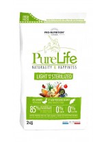 Flatazor Pro-Nutrition PureLife Light/Sterilized Grain free - Пълноценна, високо протеинна (85%), основна храна за кастрирани кучета или кучета предразположени към напълняване  над 1 година,, без зърнени съставки с патица, пиле, пуйка и свинско месо - 2 к