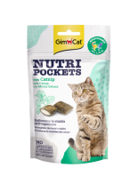 GimCat Nutri Pockets - Лакомство за котки хрупкави джобчета с котешка трева (коча билка) + витамини - 60 гр.