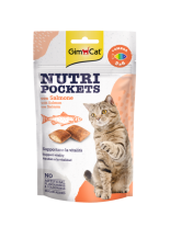 GimCat Nutri Pockets - Лакомство за котки хрупкави джобчета със Сьомга + Омега 3 и 6 - 60 гр.