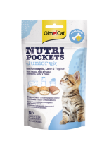 GimCat Nutri Pockets JUNIOR - Лакомство за подрастващи котки хрупкави джобчета със сирене, мляко и йогурт + калций - 60 гр.