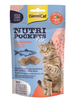 GimCat Nutri Pockets Fish - Лакомство за котки хрупкави джобчета със сьомга + Вит. A, D3, E + Омега 3 и 6 +Таурин - 60 гр.