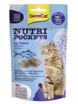 GimCat Nutri Pockets Fish - Лакомство за котки хрупкави джобчета с риба тон + Вит. A, D3, E + Омега 3 и 6 +Таурин - 60 гр.