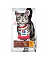 Hill's - Science Plan Adult Hairball Indoor Cat Chicken - пълноценна храна за котки от 1  до 6 год.,  живеещи на закрито, за намаляване на космените топки, с пилешко месо - 0.300 кг.