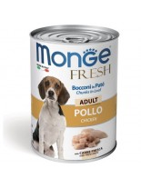 Monge Fresh Dog Adult Chunks in Loaf with Chicken – Консерва за кучета над 1 година от всички породи хапки в пастет с пилешко месо  - 400 гр.