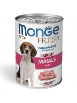 Monge Fresh Dog Adult Chunks in Loaf with Pork – Консерва за кучета над 1 година от всички породи хапки в пастет със свинско месо  - 400 гр.