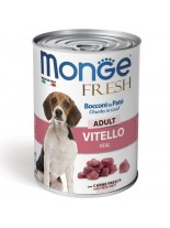 Monge Fresh Dog Adult Chunks in Loaf with Veal – Консерва за кучета над 1 година от всички породи хапки в пастет с телешко месо  - 400 гр.