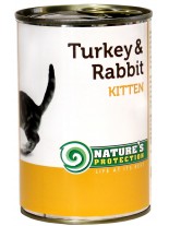 NATURE'S Protection - Kitten Turkey & Rabbit - Високо качествена консера  за подрастващи котки от 1 месец до 1 година с пуйка и заек - 0.400 кг.