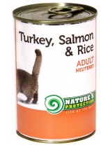 NATURE'S Protection - Neutered Turkey, Salmon & Rice - Високо качествена консера  за израстнали котки над 1 година с пуйка, сьомга и ориз - 0.400 кг.