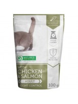 Nature's Protection CAT Adult With Chicken & Salmon Weight Control - Високо качествен и неустоим пауч за котки над 1 година, с наднормено тегло и склонни към напълняване с пилешко месо и сьомга - 100 гр.