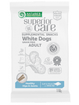 Nature's Protection DOG snack White Dogs Healthy Hips & Joints WITH WHITE FISH - Високо качествено и неустоимо лакомство за кучета с бяла козина снакс - месо от бяла риба - 110 гр.